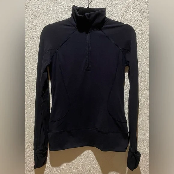 Lululemon Rush Hour 1/2 Zip Black Thumb Holes Size 4 - Picture 7 of 14